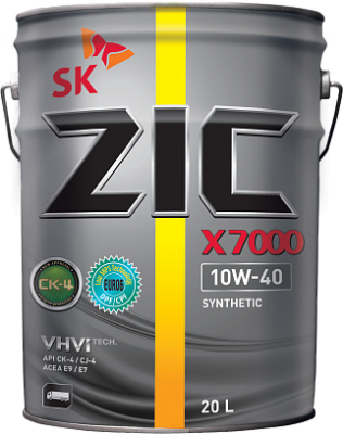Масло ZIC X7000 синтетическое 10W-40 CK-4 20 л, 192677