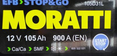 Аккумулятор 6СТ-105 А.ч., (0) (JIS) D31о.п., R+ Moratti   (арт.605322031)