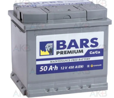 Аккумулятор 6СТ-50 А.ч., о.п., R+, Bars Premium