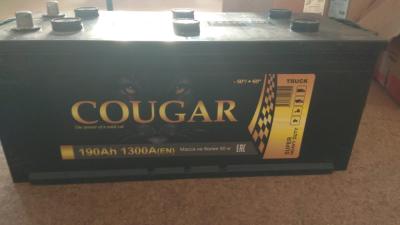 Аккумулятор 6СТ-190 А.ч., о.п., R+, COUGAR Power (конус) + слева