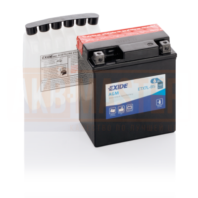 Аккумулятор для мототехники 6 Ач R+, EXIDE AGM-Dry Technology ETX7L-BS