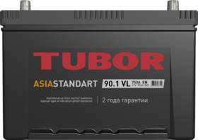 Аккумулятор 6СТ-90 А.ч., п.п., L+(1), VL TUBOR ASIA STANDART