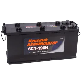 Аккумулятор 6СТ-190 А.ч., п.п., N+, КУРСКИЙ АККУМУЛЯТОР (конус) с переходником под болт